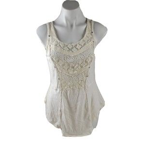 Free People Vintage Crochet Lace Tank Top Woman's Size M Medium